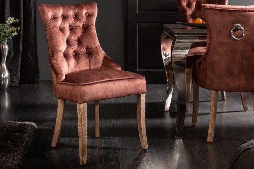 Krzesło CASTLE brązowy aksamit stylu chesterfield