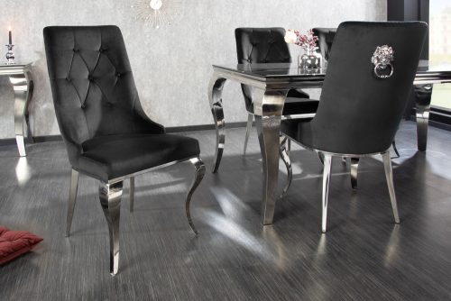 Krzesło MODERN BAROQUE czarny aksamit z koładką