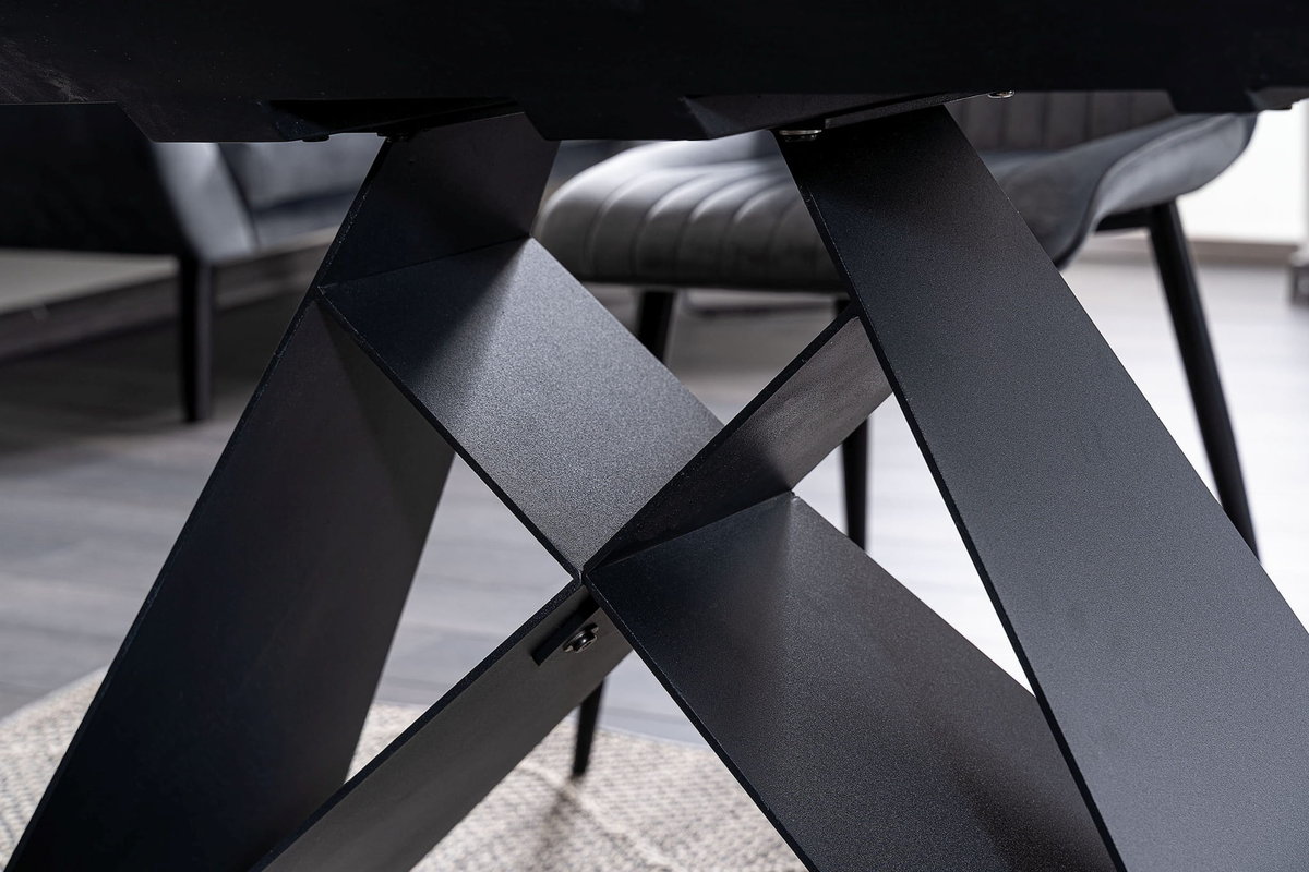 Stół rozkładany czarny 120/160 efekt marmuru