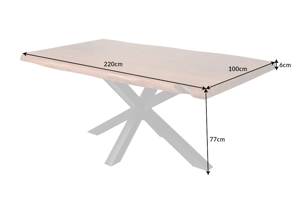 Stół  MAMMUT NATURE 220cm akacja 6cm rama gwiaździsta