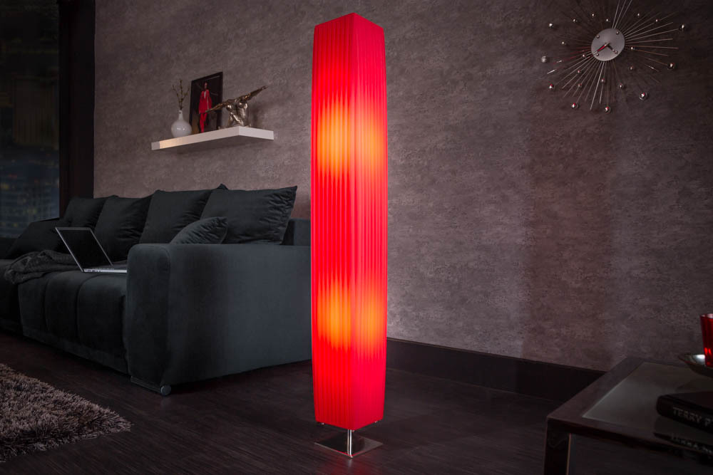 Lampa podłogowa PARIS 120 cm czerwona plisowana