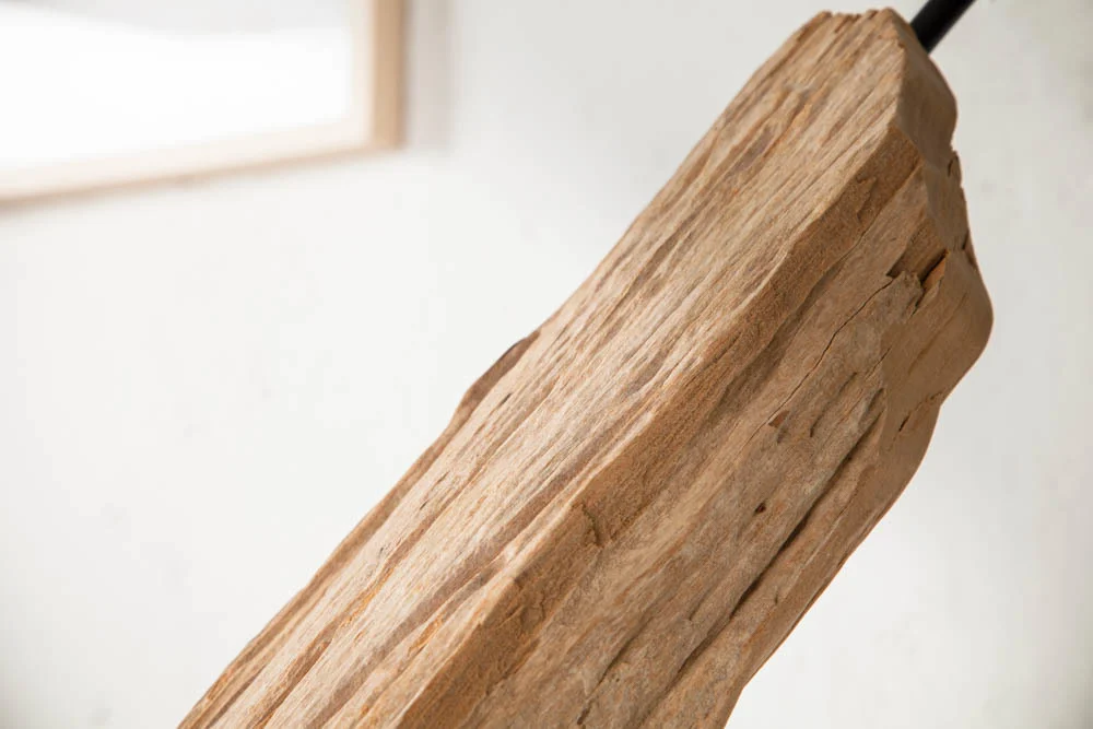 Lampa podłogowa ROUSILIQUE 177cm beżowy klosz z drewna driftwood