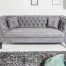 Sofa 3-osobowa PARIS 225 cm szara Chesterfield
