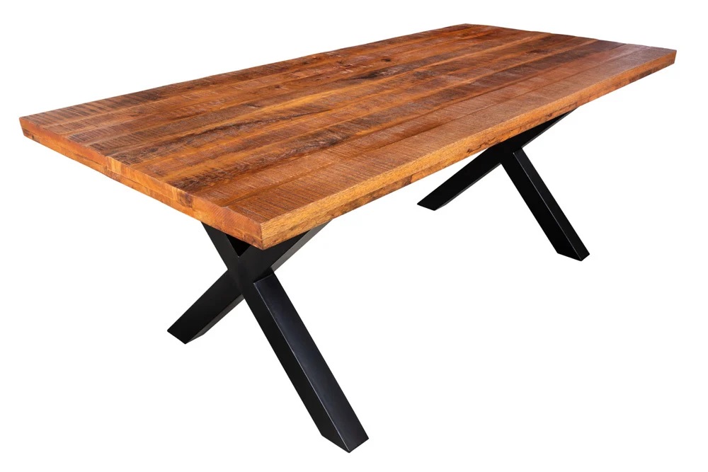 Stół WOOD ART 180 cm drewno mango z czarną ramą X