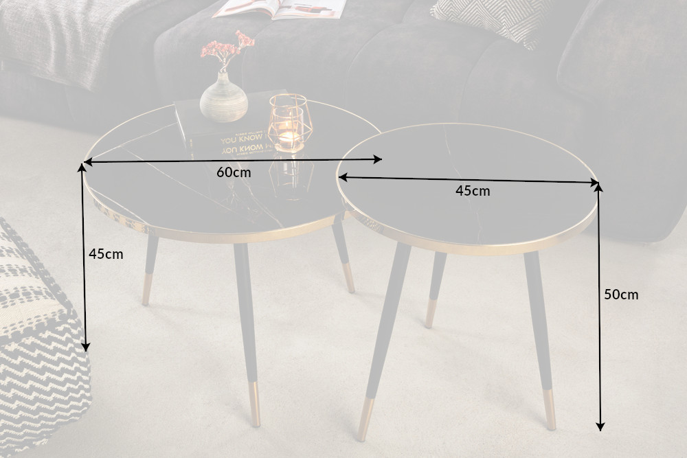 Zestaw 2 stolików kawowych w stylu retro PARIS 60cm