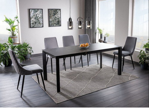 Stół rozkładany METROPOL 120-180 cm czarny blat ceramiczny