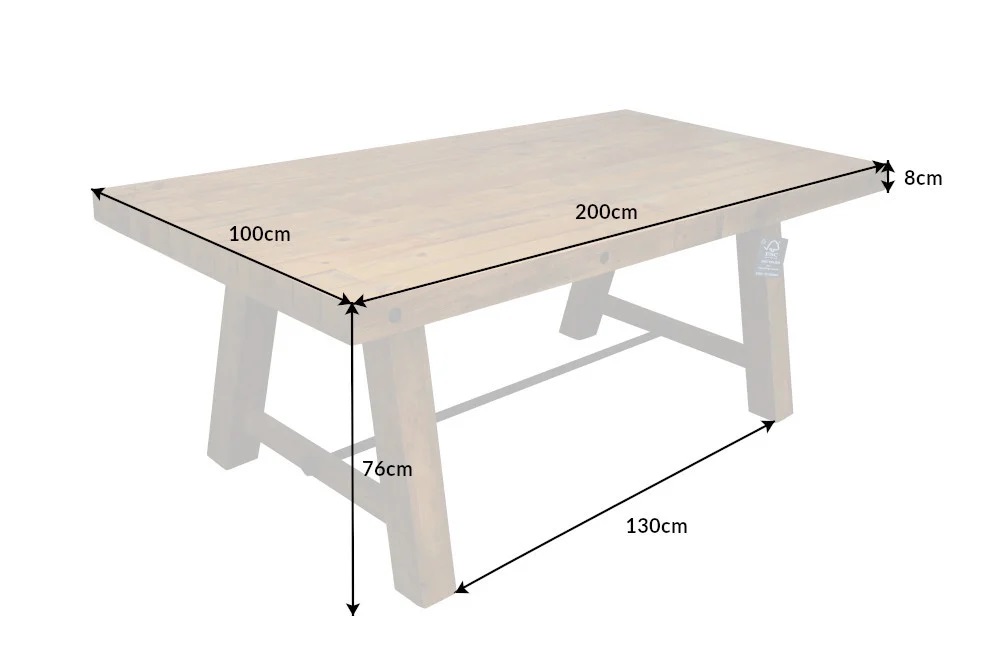Industrialny stół do jadalni FINCA 200cm vintage brązowy drewno sosnowe