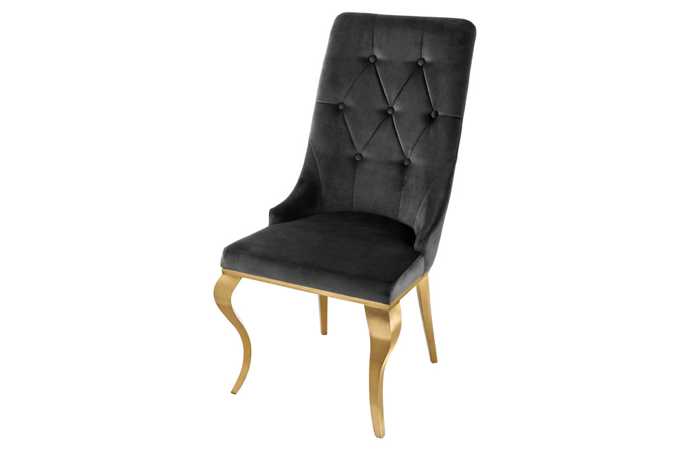Krzesło MODERN BAROQUE czarny aksamit ze złotą głową