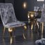 Krzesło MODERN BAROQUE szary aksamit ze złotą głową