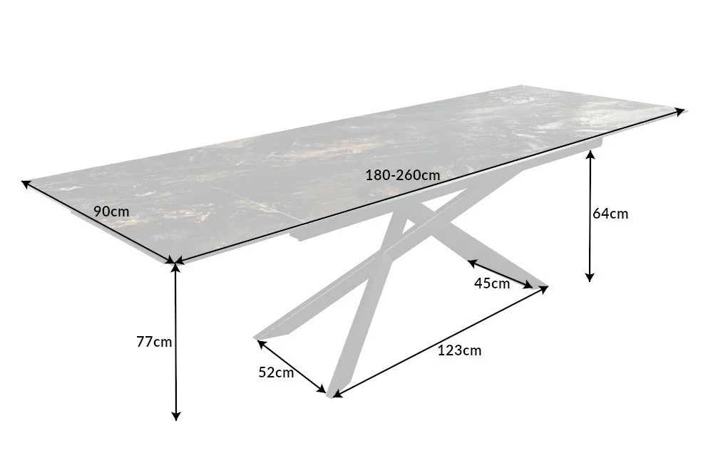 Duży rozkładany stół EUPHORIA 180-220-260 cm blat ceramiczny