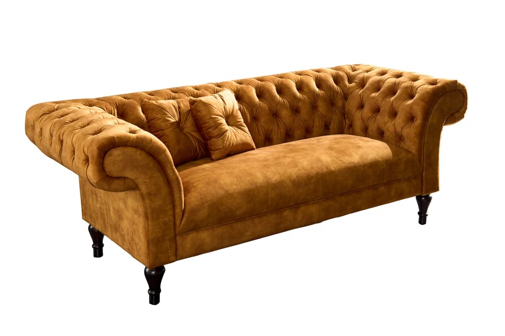 Sofa Chesterfield PARIS 225cm musztardowo żółta