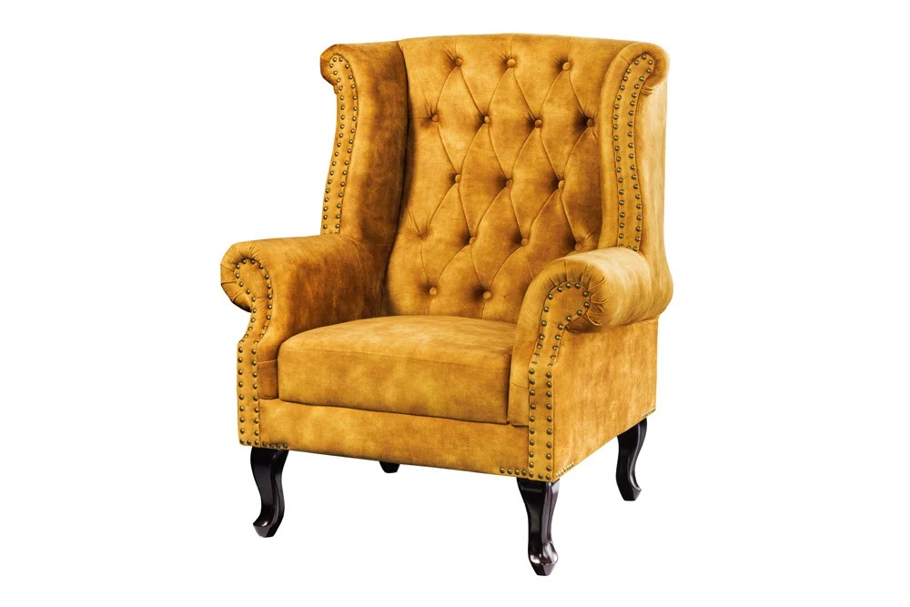 Fotel CHESTERFIELD 85 cm musztardowo-żółty