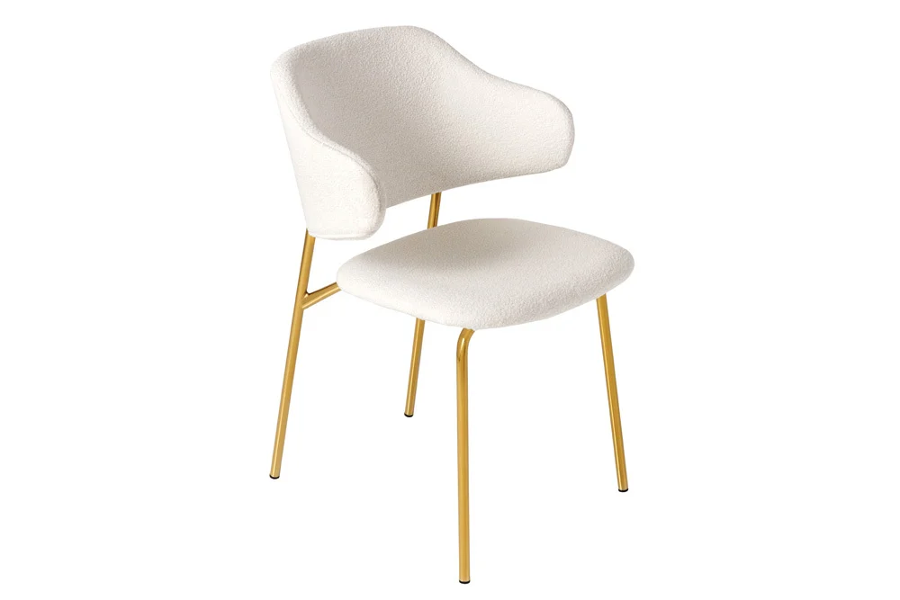 Krzesło VOGUE biały Bouclé złote nogi