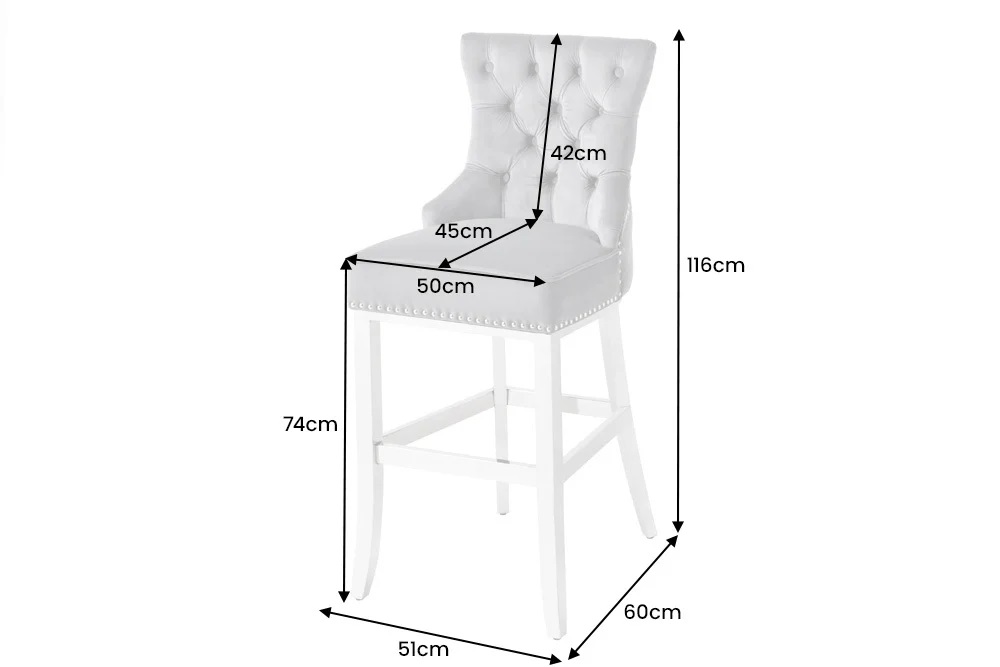 Krzesło barowe CASTLE DELUXE 50cm szary