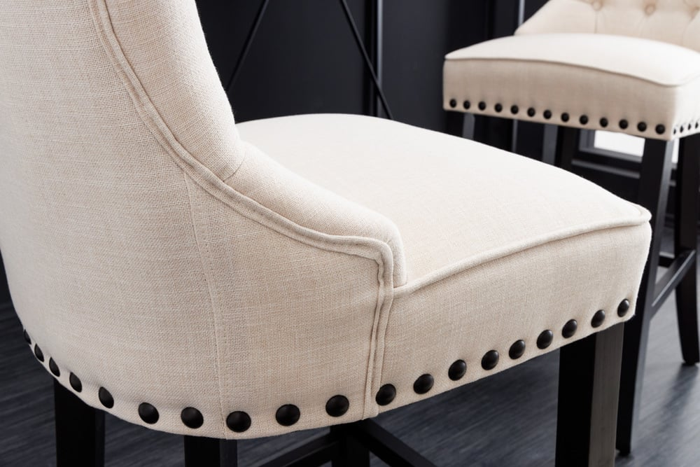 Krzesło barowe CASTLE DELUXE 50cm beż czarne nogi