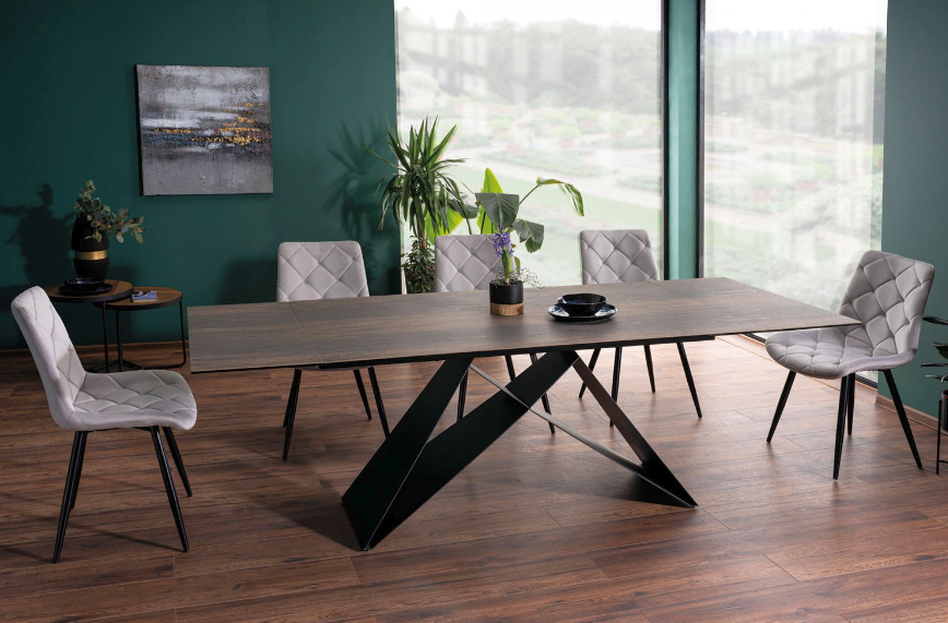 Stół rozkładany 180-260cm z blatem ceramicznym efekt drewna
