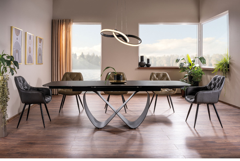 Stół rozkładany INFINITY 160-240 cm blat ceramiczny AZARIO BLACK