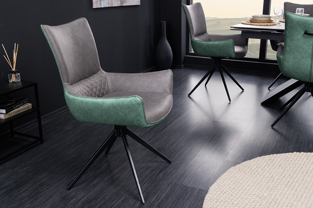Obrotowe krzesło designerskie ALPINE szaro-zielone