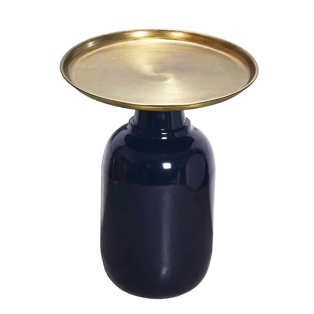 Okrągły stolik boczny ELEGANCIA 50cm złoty antyczny ciemnoniebieski