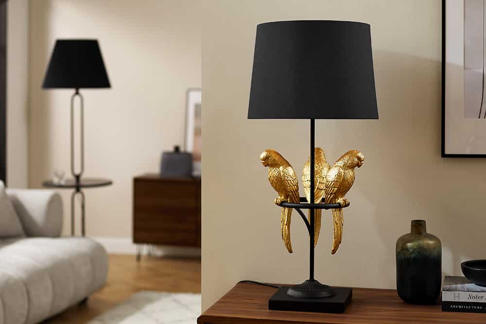 Lampa stołowa WILDLIFE 75 cm złote papugi