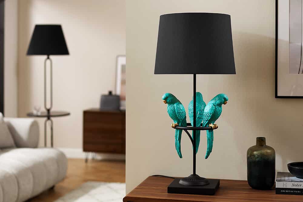 Lampa stołowa WILDLIFE 75 cm turkusowe papugi